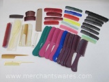 Lot of Plastic Combs Assorted Styles and Colors, See Photos