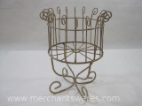 White Wire Basket Plant Holder