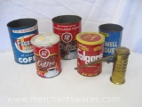 Vintage Brass Eagle No. 66 Finger Pump Oil Can with Tin Cans and Contents
