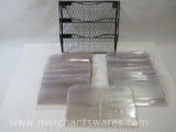 Assortment of Page and Card Protectors with Black Wire Hanging File Holder