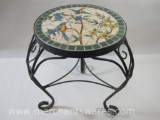 Metal Plant Stand with Tile Top, 9.5 Diameter, 12 inches High