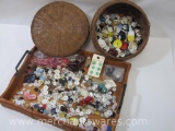 Woven Basket with Large Assortment of Buttons