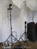 Impact Lighting System in Travel Bag with Shoulder Straps, Lights and Stands, Umbrella Diffusers and