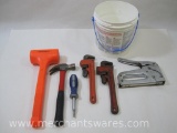 Hand Tools includes Pittsburgh Dead Blow Uni Cast 3lb Hammer, two 10 inch Pipe Wrenches and more, in