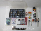 Assorted Tools and Supplies includes Staple Hammer, Screw Drivers, 1/8 inch Rope Ratchet Hangers,