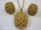 Gold Filled Necklace and Clip On Earring Set with Yellow Accents