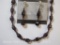 Smokey Burgundy Square Crystal Bead Necklace and Earring Set, 1oz