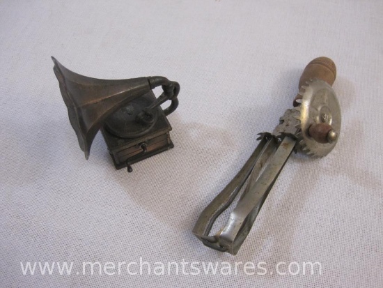 Two Miniature Items including Japan Beater and Victrola Pencil Sharpener (Hong Kong), 4 oz