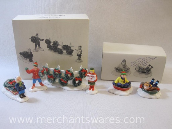 Two Department 56 Snow Village Accessories including "Round & Round We Go!" and "Wreaths for Sale",