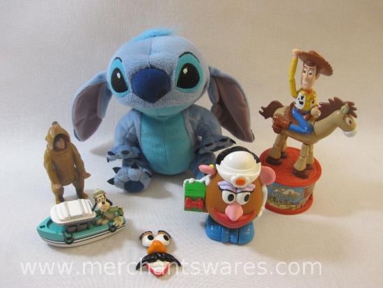 Assorted Toys from Disney and More including Toy Story, Stitch Plush, Mr. Potato Head and more, see