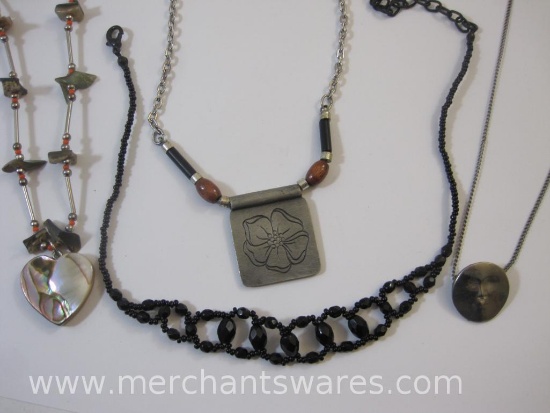 Four Costume Necklaces including Abalone Heart and more