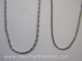 Sterling Silver 925 Twist Necklace and Sterling Silver Chain Necklace, both approx 24 Inches Long