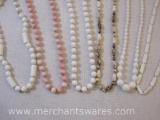 Assortment of Beaded Necklaces, Pink, White, and Brown Colors, 8oz