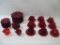 Red Dish Set with Cups, Saucers, Plates and More, items included are pictured