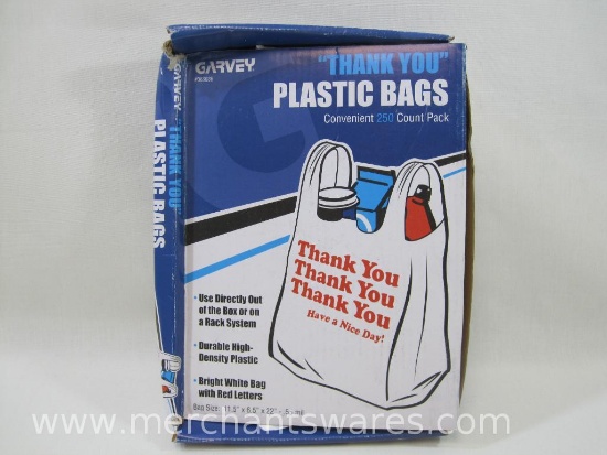 Garvey "Thank You" Plastic Shopping Bags, Bag Size 11.5 x 6.5 x 22 inches