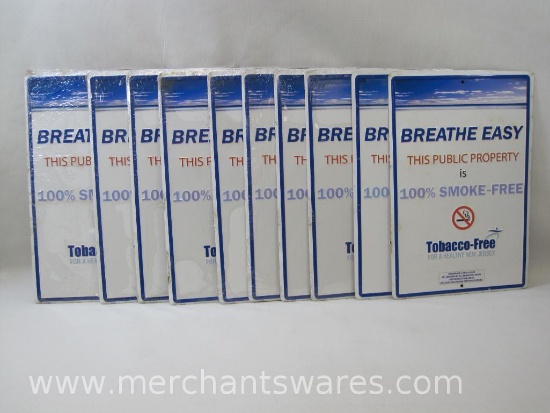 Ten Metal Smoke Free Signs, 12 x 18 inches