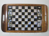 Galeria Brasil H.C. Machado Butterfly Wing Tray with Inlaid Wood Frame