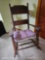 Antique Oak Rocking Chair with Woven Seat, Includes Cushion