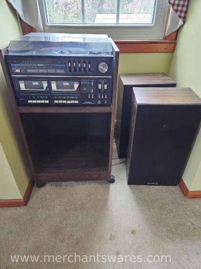 Sanyo GTX170 Stereo Rack System with Turntable and Dual Cassette Player, Includes Speakers and
