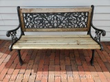 Wrought Ion and Wood Bench, Approximately 4 Ft Wide