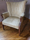 Neutral Striped Vintage Arm Chair