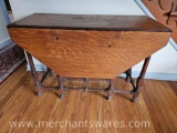 Octagonal Tiger Oak Dropleaf Gateleg Table, AS IS, See Pictures