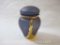 Small Purple Glass Vase with Lid and Gold Tone Overlay in Gift Box, 3oz