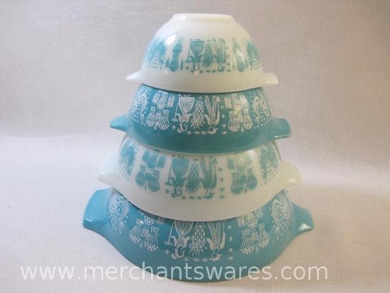 Pyrex Butterprint 4-Piece Cinderella Mixing Bowl Set, 441, 442, 443, 444, 7 lbs 14 oz