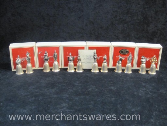 Reed and Barton Set of 12 Silver Plated Ornaments in 6 Boxes, 1lb 8oz