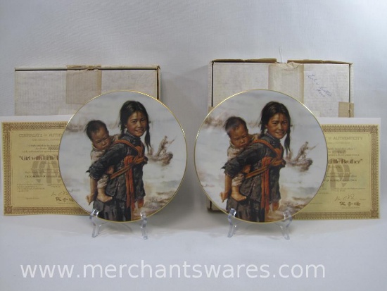 Two Collector's Plates The Children of Aberdeen Collection, The Girl with Little Brother, Plate No.