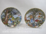 Two Viletta Alice in Wonderland Collector's Plates, The Cheshire Cat #835 A, Alice and the White