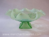 Green Depression Glass Scalloped Dish, 1 lb 1 oz