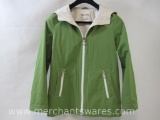 Michael Kors Green Hooded Rain Jacket, Zip Front and Pockets, Size Medium, 2 lbs