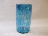 Turquoise and White Glass Blown Glass Tumble in Gift Box, 1lb