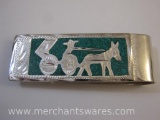 Mexico Silver Money Clip with Turquoise Inlay, 24.6 g