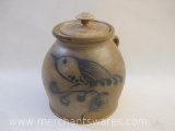 Salt Glazed Stoneware Crock with Bird Design, 3 lbs
