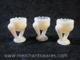 Set of 3 Blush Depression Glass Stork Egg Holders, 9 oz