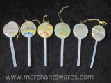 Six Blown Glass Lollypop Ornaments in Boxes, 10oz