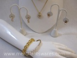 Gold Tone and Rhinestone Costume Jewelry, 2 oz