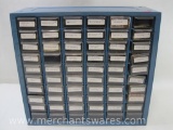 Collection of Foreign Stamps in Akro-Mils Metal 60 Drawer Organizer, 9 lbs 11 oz