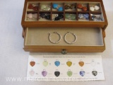 Danbury Mint Silver Tone Earrings with 12 Gemstone Heart Pendants, 15 oz