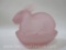 Pink Frosted Glass Nested Rabbit Trinket Dish,14 oz