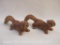 Two Vintage Squirrel Figures, hollow plastic, 4 oz