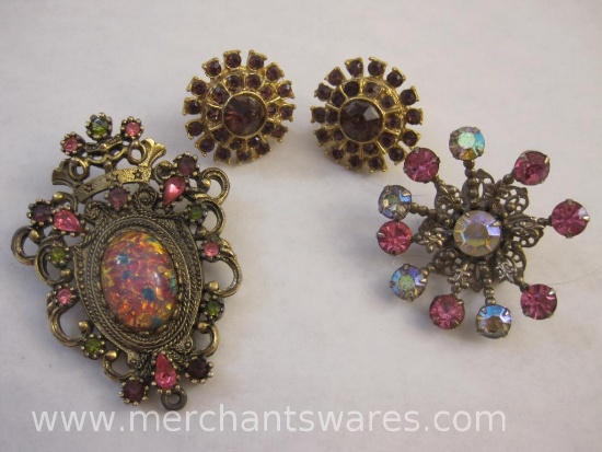 Vintage Costume Jewelry including Coventry Pin, Screwback Earrings and More, 2 oz
