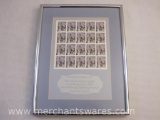 Framed 2001 Heroes Stamp Full Sheet in Appreciation to The American Legion Auxiliary Unit 182