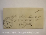 Stampless Cover Black Stamp New Brunswick NJ to New York NY Dec 9 1843