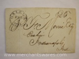 Stampless Cover Black Stamp Galena IL to Indianapolis Ind Feb 3 1838