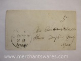 Stampless Cover Black Stamp Cuba NY to Ithaca NY Oct 29