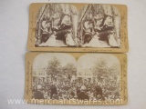 Two Antique Stereograph Cards including President Roosevelt Presenting Some of His Forcible
