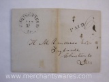 Stampless Cover Black Stamp Springfield IL to Taylorville IL Jan 10 1841